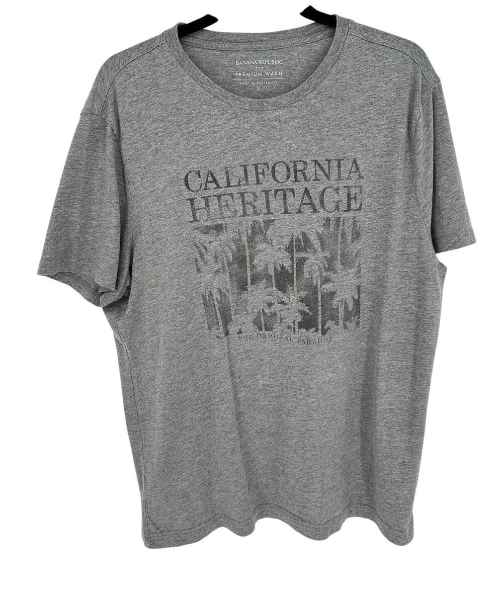 Banana Republic Shirt L Gray Graphic Tee California Heritage Cotton Premium Knit